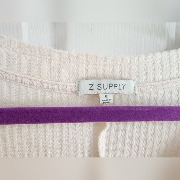 Z Supply Cream Cardigan Tie front Longer back Size Small - Picture 2 of 5